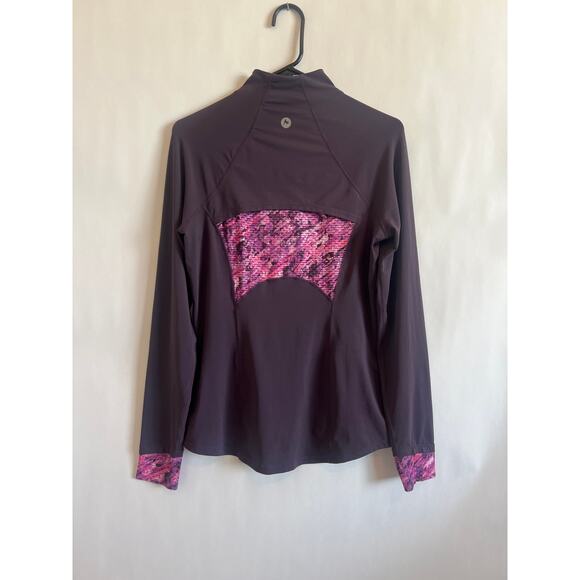 MARMOT WOMENS LIGHTWEIGHT LONG SLEEVE PULLOVER 3/4 ZIP JACKET BASELAYER PURPLE - Picture 3 of 13